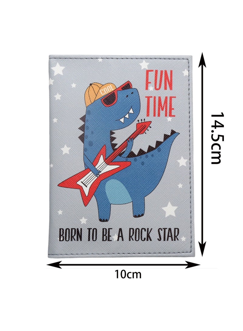 Gray Dinosaur Passport Holder Wallet Passport Holder, Multifunctional Girls And Boys Card Holder Pu Leather Travel Document Holder, Travel Accessories - Image 2